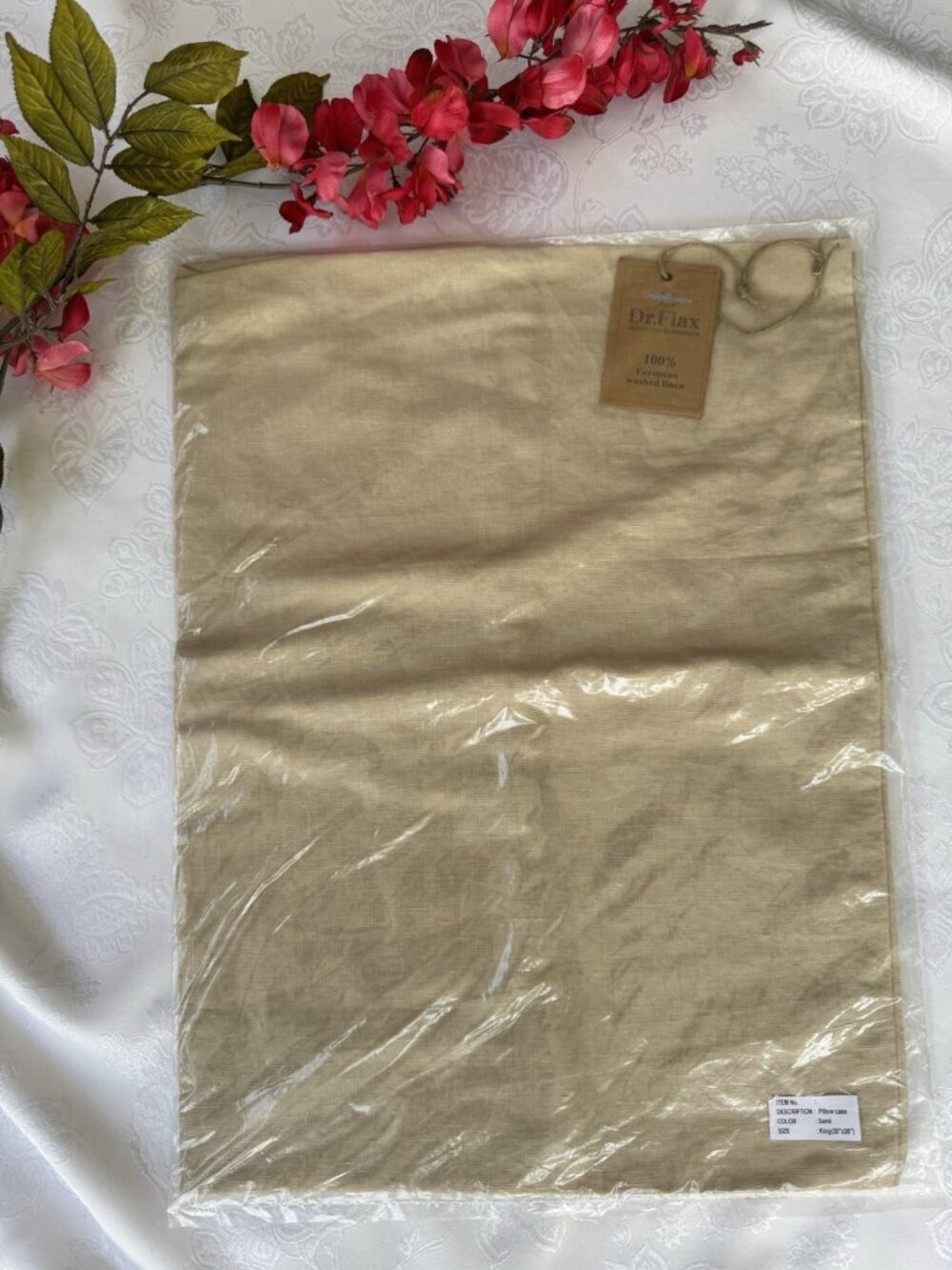 Dr Flax Sand King Linen Pillow Case Cover Slip Pillowcase French Country NEW